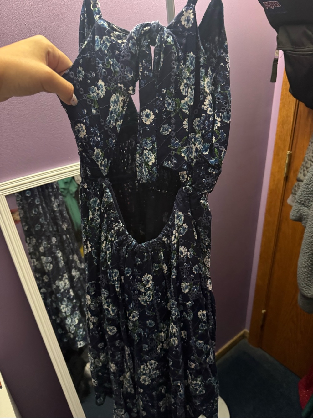 Women's Navy Floral Sleeveless Maxi Dress